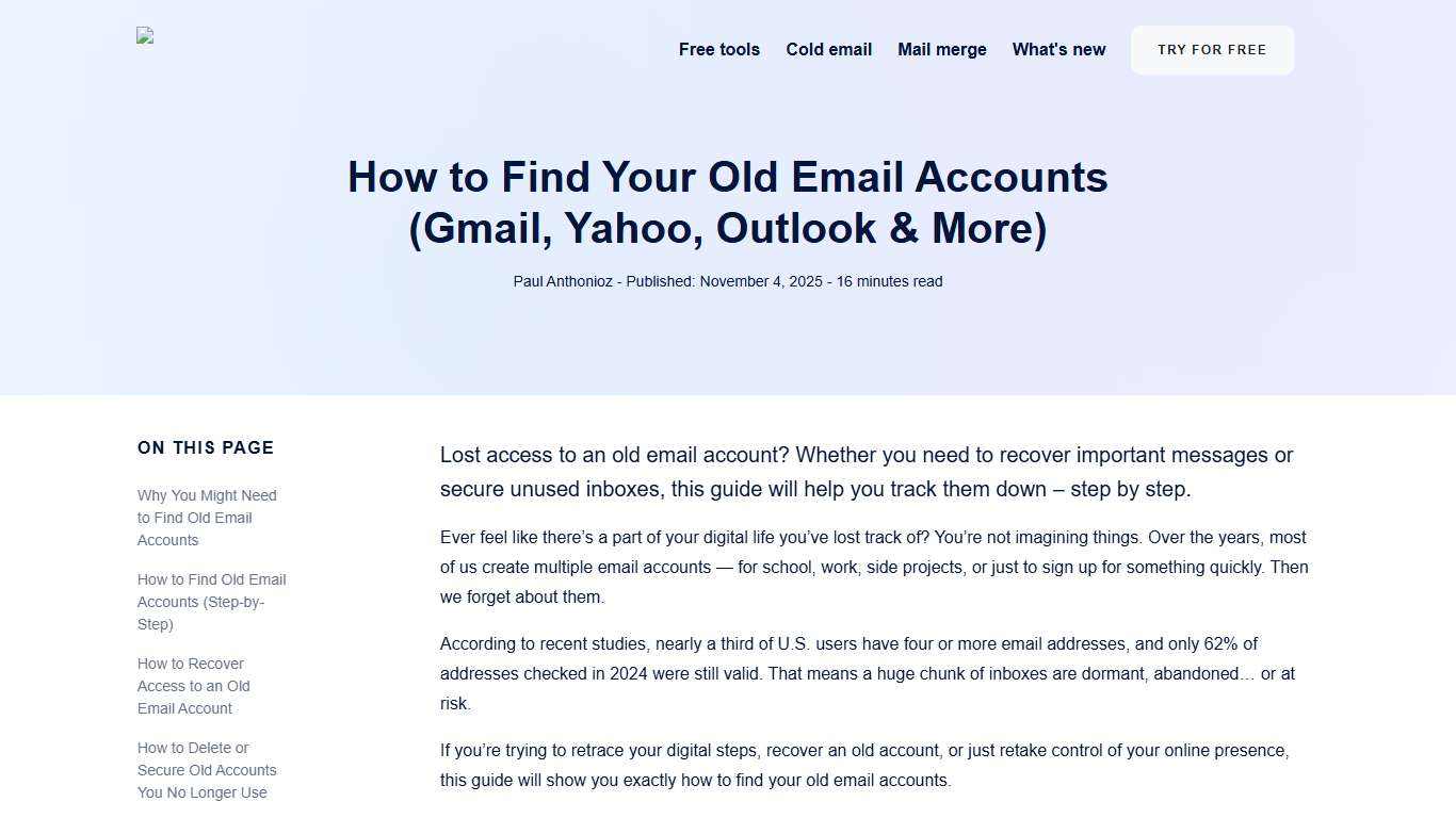 How to Find Your Old Email Accounts (Gmail, Yahoo, Outlook & More)
